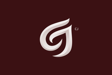 Letter C and J Monogram Logo Design Vector