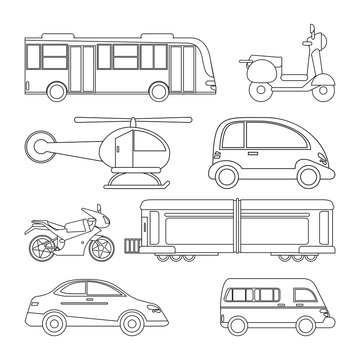 collection transport vehicle image outline vector illustration eps 10
