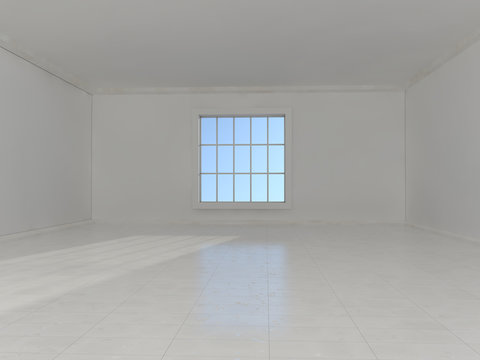 High definition empty white room. 3D rendering