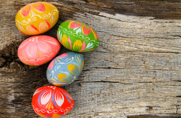 Easter eggs on wooden background