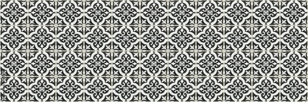 Aufkleber horizontal black and white ceramic tile texture for background and design