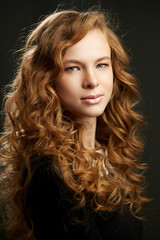 Naklejka premium Beautiful woman with long straight red hair