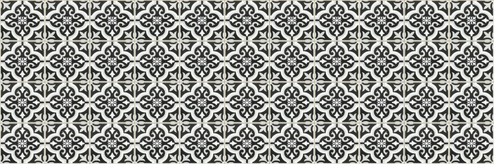 horizontal black and white ceramic tile texture for background and design