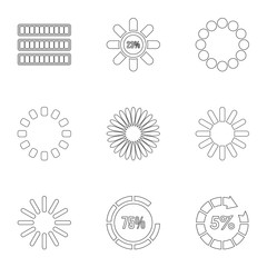 Sign download icons set, outline style