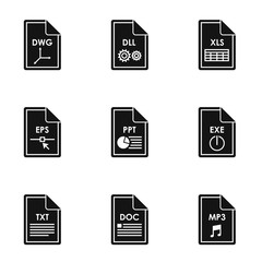 Files icons set, simple style