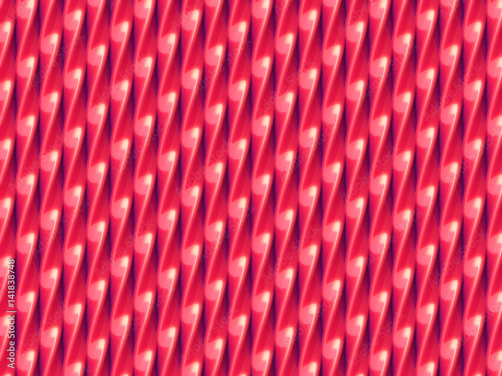 Aufkleber Red color twisted shapes abstract surface pattern. 3d rendering