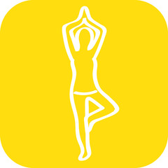 Handgezeichnete Frau macht Yoga auf gelbem Hintergrund