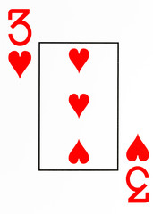 large index playing card 3 of hearts