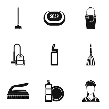 Cleaning icons set, simple style
