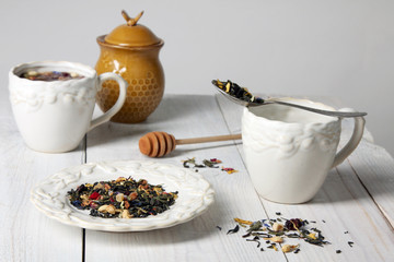 Herbal tea on a plate