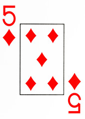 large index playing card 5 of diamonds