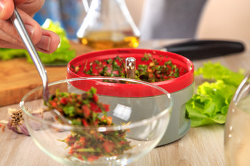 cooking a spicy condiment for meat