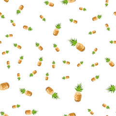 Seamless pattern with pineapple for textile and print. Summer colorful tropical textile print.