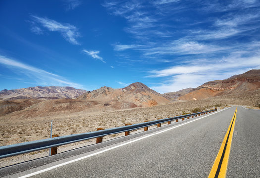 Mountain desert road, travel concept, USA