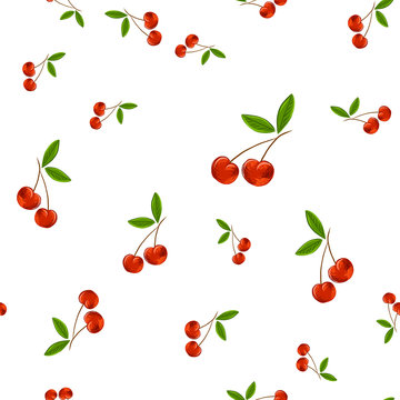 Seamless pattern with cherry for textile and print.