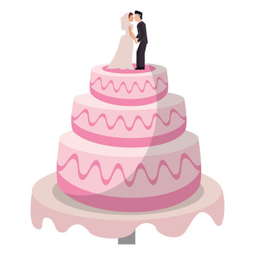 Wedding Cake Couple Sweet Vector Illustration Eps 10