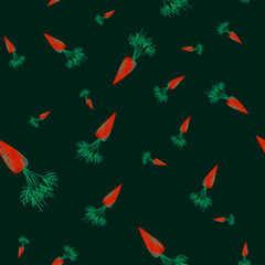 Seamless pattern with carrot for textile and print. Summer colorful tropical textile print.