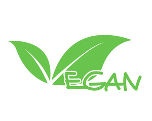 vegan logo con foglie vettoriale