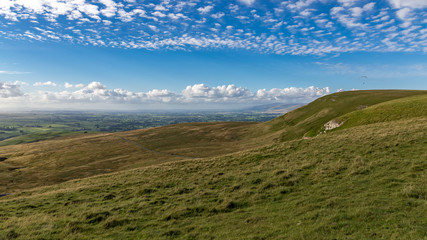 Paragliding near the Nine Standards Rigg, near Kirky Stephen, Yorkshire Dales, Cumbria, UK
