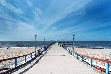 Obraz premium Footbridge in Baltic sea, Palanga, Lithuania.