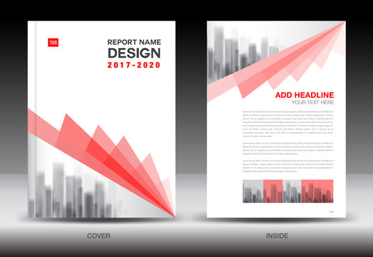 Annual report brochure flyer template, Red cover design, business, book, booklet, newspaper, vector