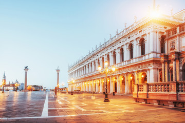 Fototapeta premium The night scene of San Marco square, Venice