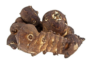 Fresh raw Jerusalem artichoke isolated on white background