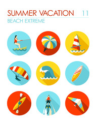 Extreme Water Sport icon set. Summer. Vacation