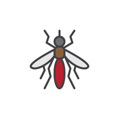 Mosquito line icon, filled outline vector sign, linear colorful pictogram isolated on white. Symbol, logo illustration. Editable stroke. Pixel perfect