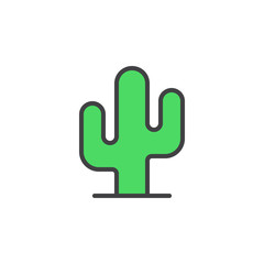 Desert plant, cactus line icon, filled outline vector sign, linear colorful pictogram isolated on white. Symbol, logo illustration. Editable stroke. Pixel perfect