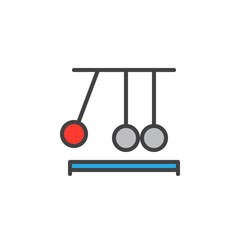 Newton's cradle line icon, filled outline vector sign, linear colorful pictogram isolated on white. Executive ball clicker symbol, logo illustration. Editable stroke. Pixel perfect