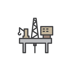 Oil platform rig line icon, filled outline vector sign, linear colorful pictogram isolated on white. Symbol, logo illustration. Editable stroke. Pixel perfect