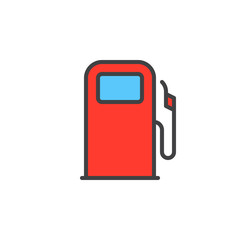 Gas station, fuel dispenser line icon, filled outline vector sign, linear colorful pictogram isolated on white. Symbol, logo illustration. Editable stroke. Pixel perfect