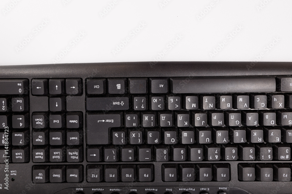 Fototapete black keyboard with a mouse on a white background. isolate