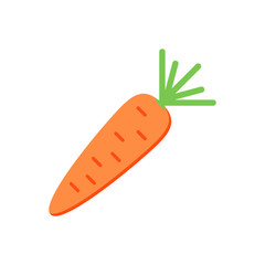 Vector flat design carrot isolated on white background.