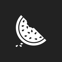 Watermelon icon. Juicy ripe fruit on black background