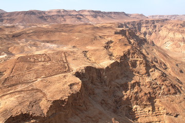 Fototapeta na wymiar View on the desert from Masada - Roman camp vestiges - Israel