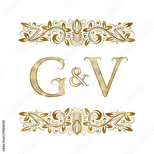 "G and V vintage initials logo symbol. The letters are surrounded by