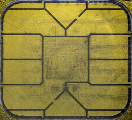 Macro shot of Electronic chip on a credit card or debit card. Image for background.