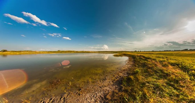 Sunset in the steppe. Inner Mongolia. 4k