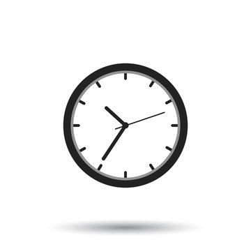 Clock icon, flat design. Vector illustration on white background