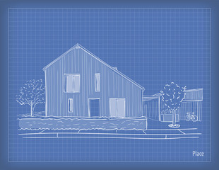 Drawing a blueprint.