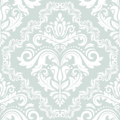 Seamless baroque white pattern. Traditional classic orient ornament