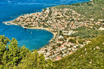 Fototapeta na wymiar Panorama view cape of Kamena Vourla city and Aegean sea.A touristIc destination in Greece