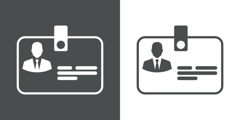 Icono plano identificacion horizontal gris y blanco