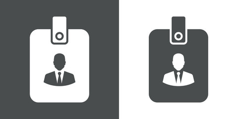 Icono plano identificacion vertical gris y blanco