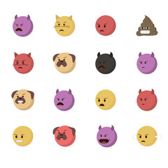 Set of angry emoticon