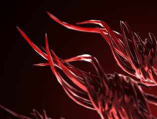 Organic structure of the virus. Tentacles. Red spikes