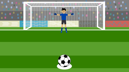 penalty shot with goalkeeper at soccer