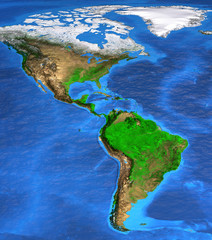 Obrazy  Mapa świata w wysokiej rozdzielczości skoncentrowana na Ameryce
